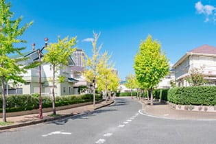 開発された土地で広い道路で移動しやすい