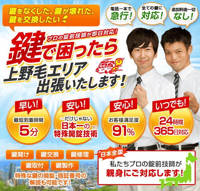 鍵で困ったら上野毛エリアへ出張いたします！