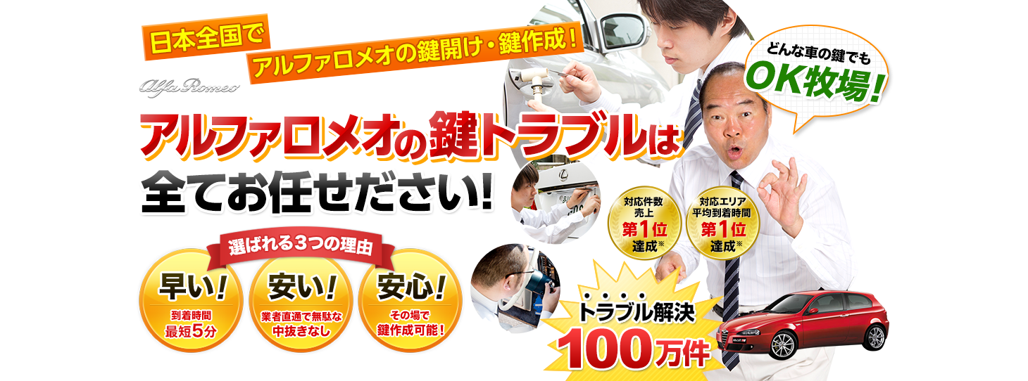 アルファロメオ　鍵トラブルはすべてお任せください！