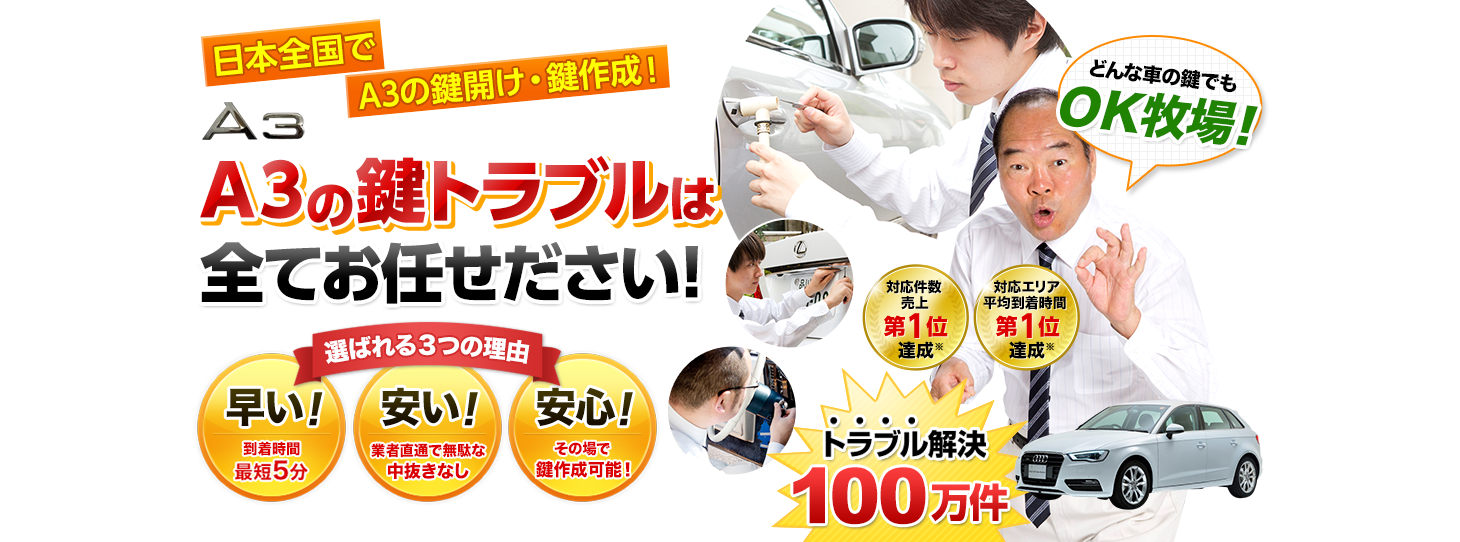 A3　鍵トラブルはすべてお任せください！