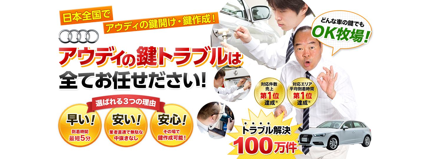アウディ　鍵トラブルはすべてお任せください！