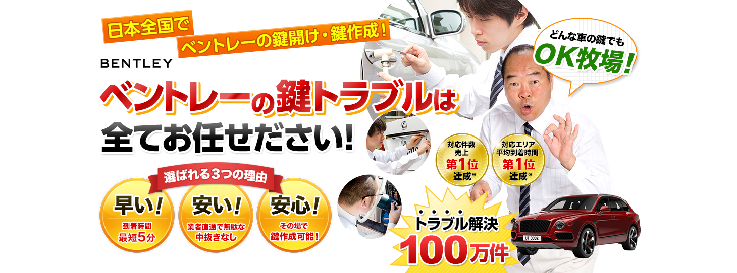 ベントレー　鍵トラブルはすべてお任せください！