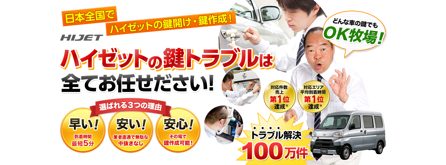 ハイゼット　鍵トラブルはすべてお任せください！