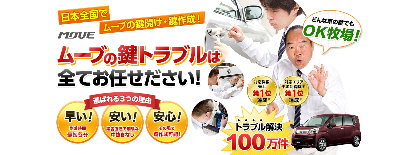 ムーブ　鍵トラブルはすべてお任せください！