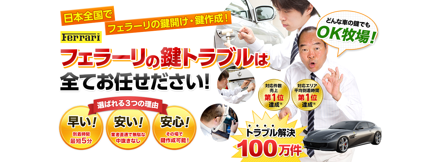 フェラーリ　鍵トラブルはすべてお任せください！