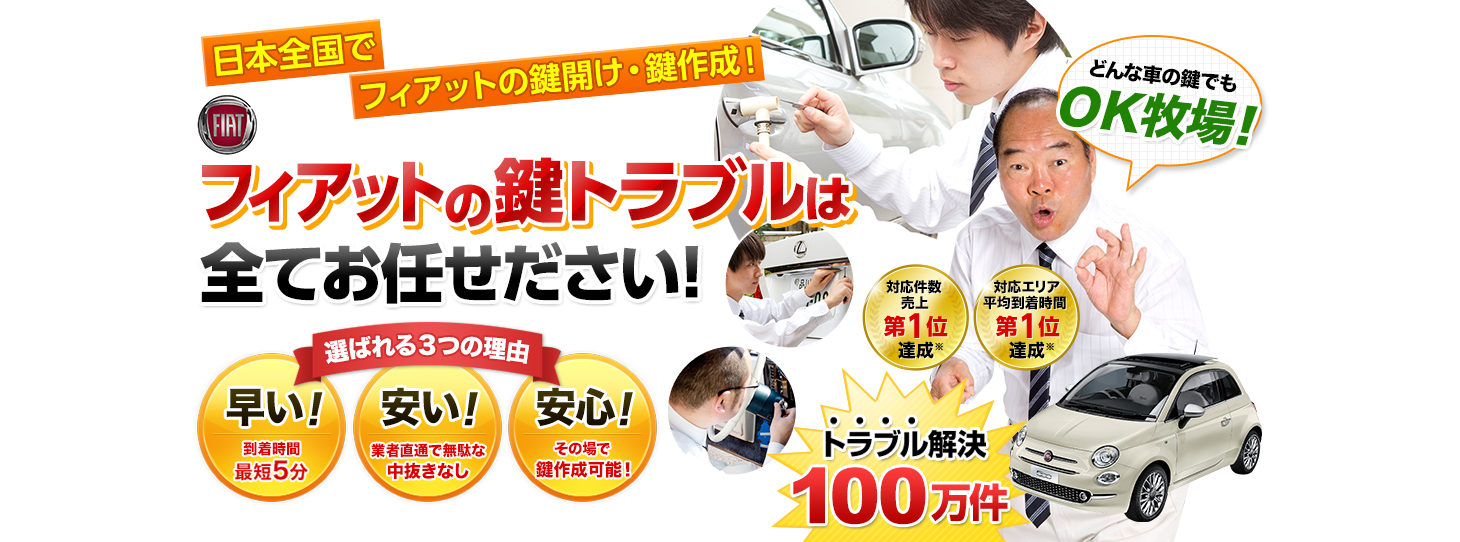 フィアット　鍵トラブルはすべてお任せください！