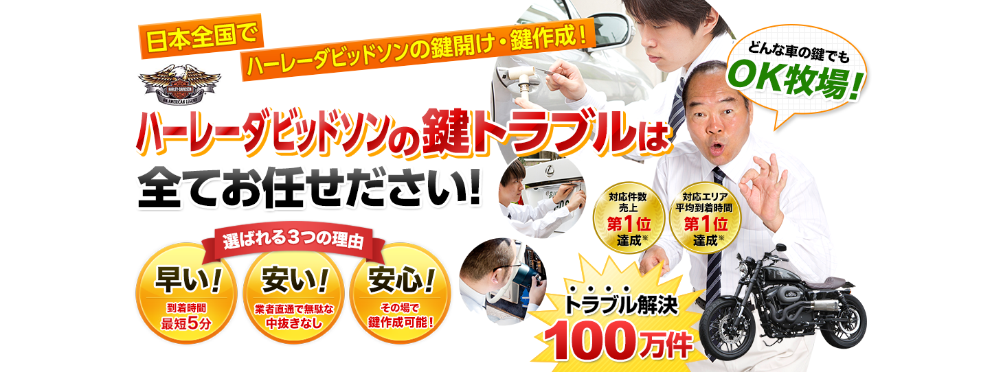 ハーレーダビッドソン　鍵トラブルはすべてお任せください！