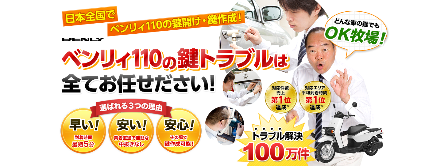 ベンリィ110　鍵トラブルはすべてお任せください！