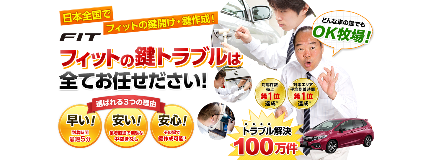 フィット　鍵トラブルはすべてお任せください！