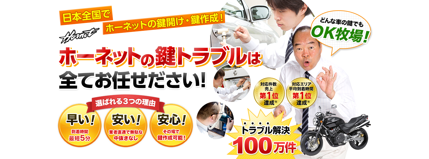 ホーネット　鍵トラブルはすべてお任せください！