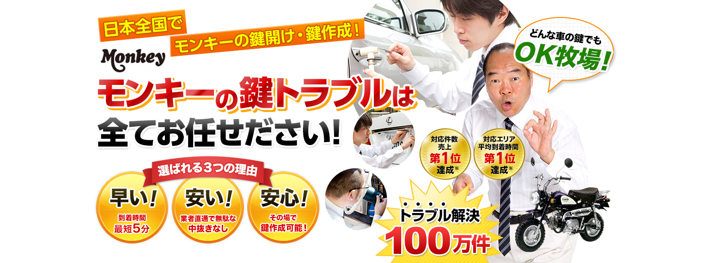 モンキー　鍵トラブルはすべてお任せください！