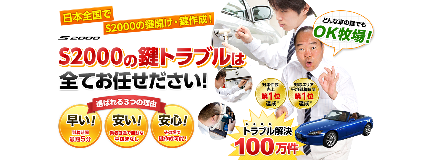 S2000　鍵トラブルはすべてお任せください！