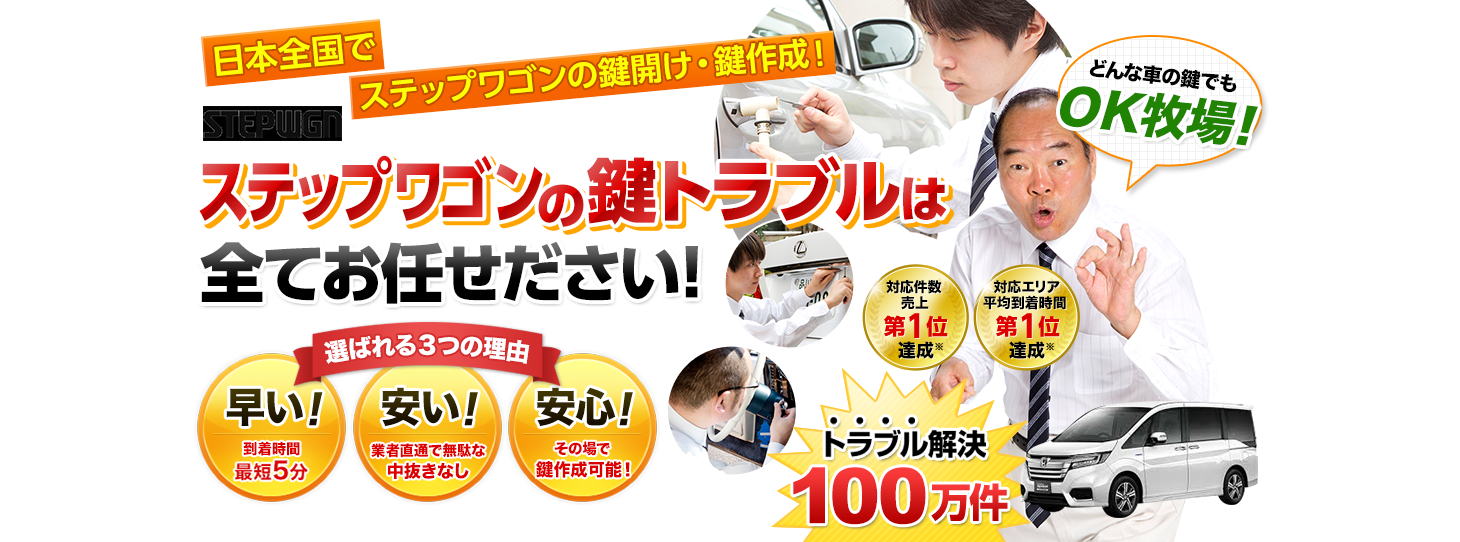 ステップワゴン　鍵トラブルはすべてお任せください！