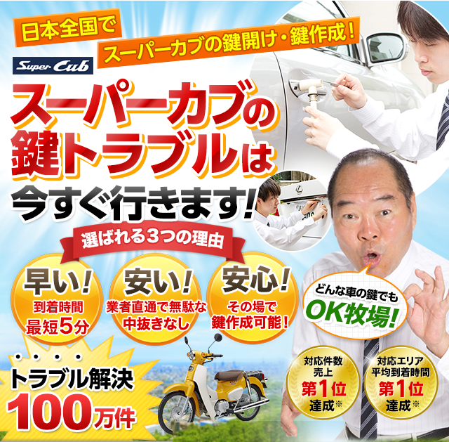 スーパーカブ｜鍵屋 鍵のレスキュー鍵の110番救急車【公式】
