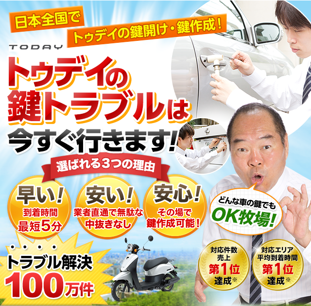 トゥデイ｜鍵屋 鍵のレスキュー鍵の110番救急車【公式】