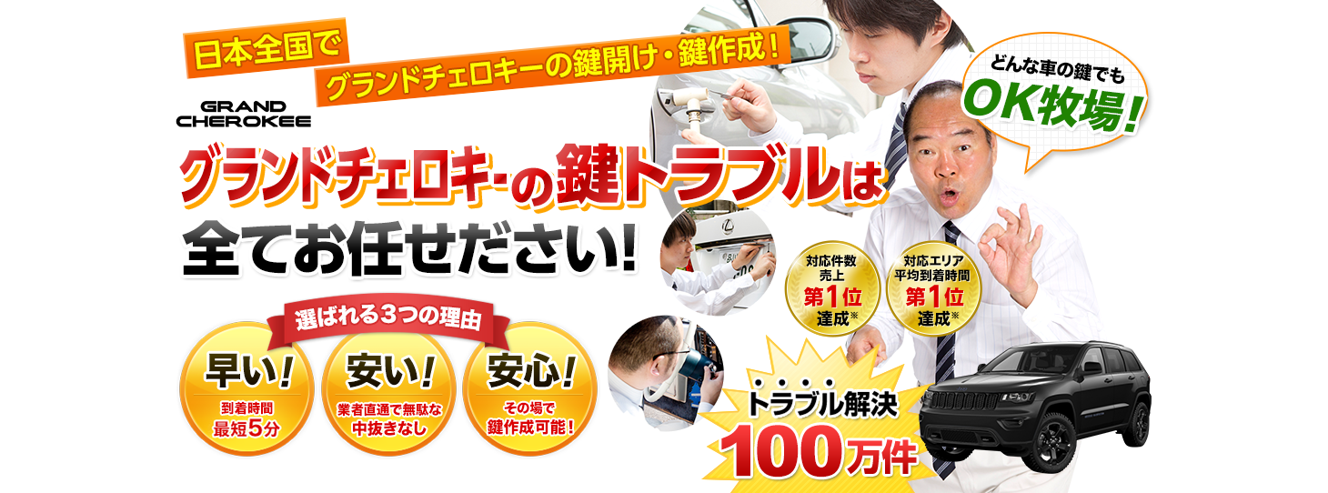 グランドチェロキー　鍵トラブルはすべてお任せください！