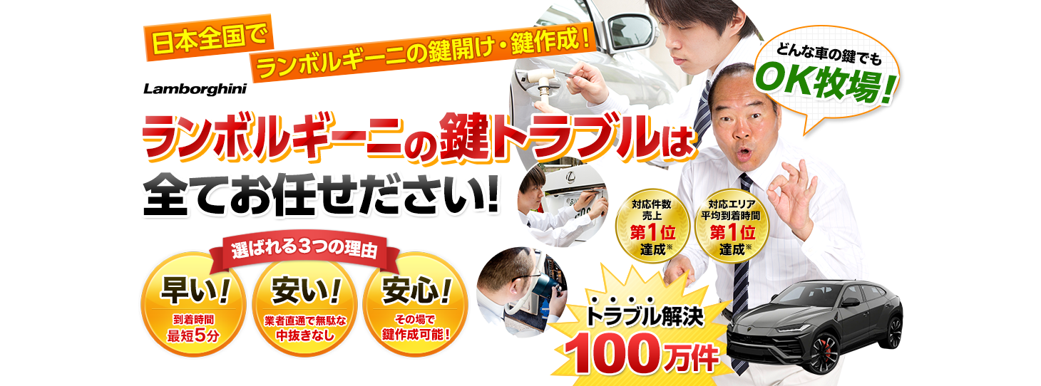 ランボルギーニ　鍵トラブルはすべてお任せください！