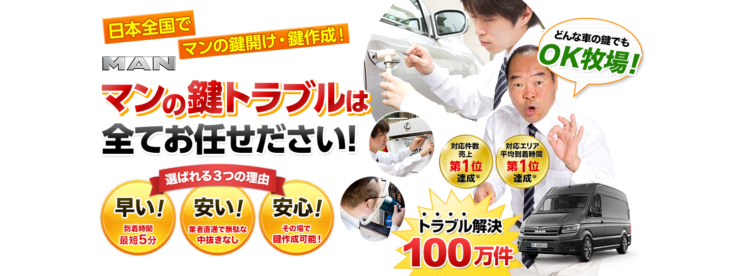 マン　鍵トラブルはすべてお任せください！