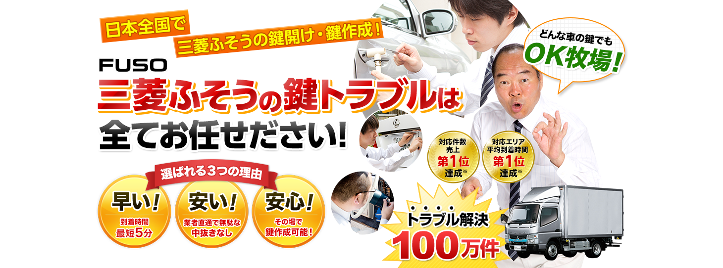 三菱ふそう　鍵トラブルはすべてお任せください！
