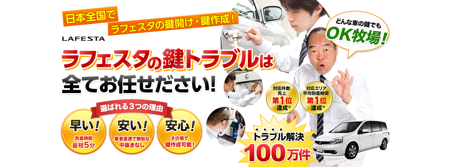 ラフェスタ　鍵トラブルはすべてお任せください！
