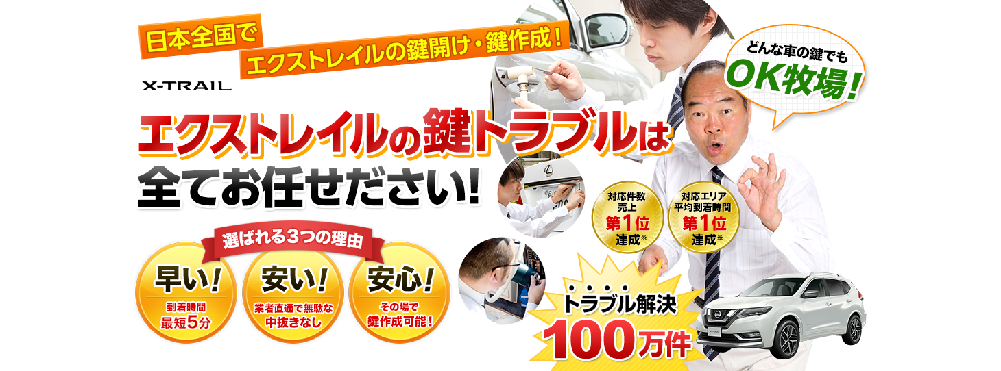 エクストレイル　鍵トラブルはすべてお任せください！