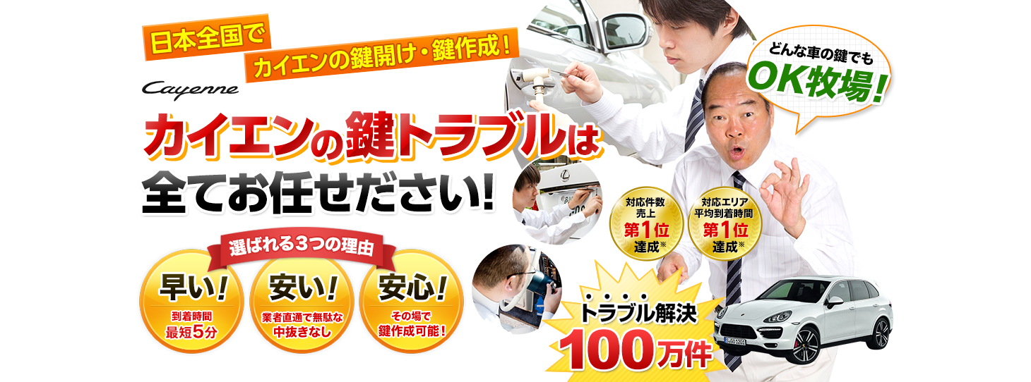 カイエン　鍵トラブルはすべてお任せください！