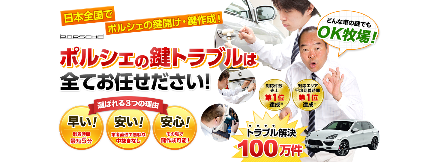 ポルシェ　鍵トラブルはすべてお任せください！