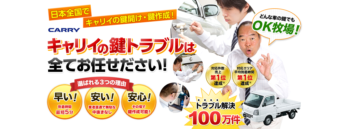 キャリイ　鍵トラブルはすべてお任せください！