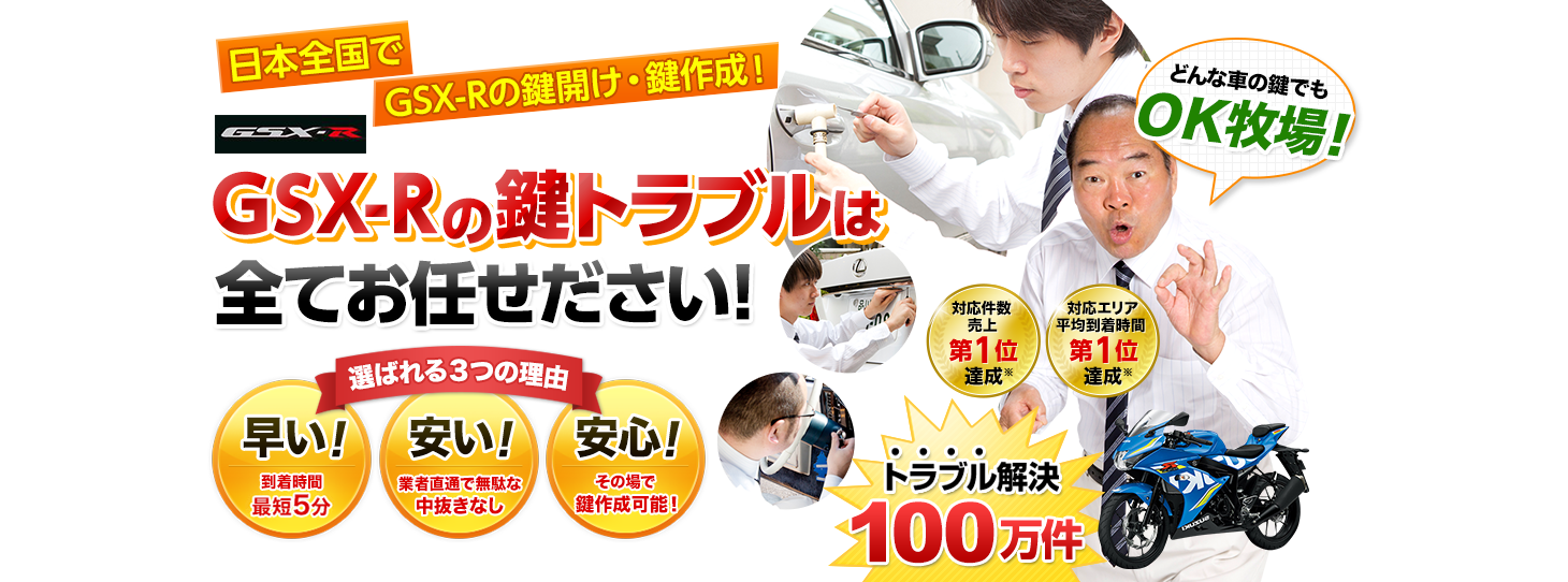GSX-R　鍵トラブルはすべてお任せください！