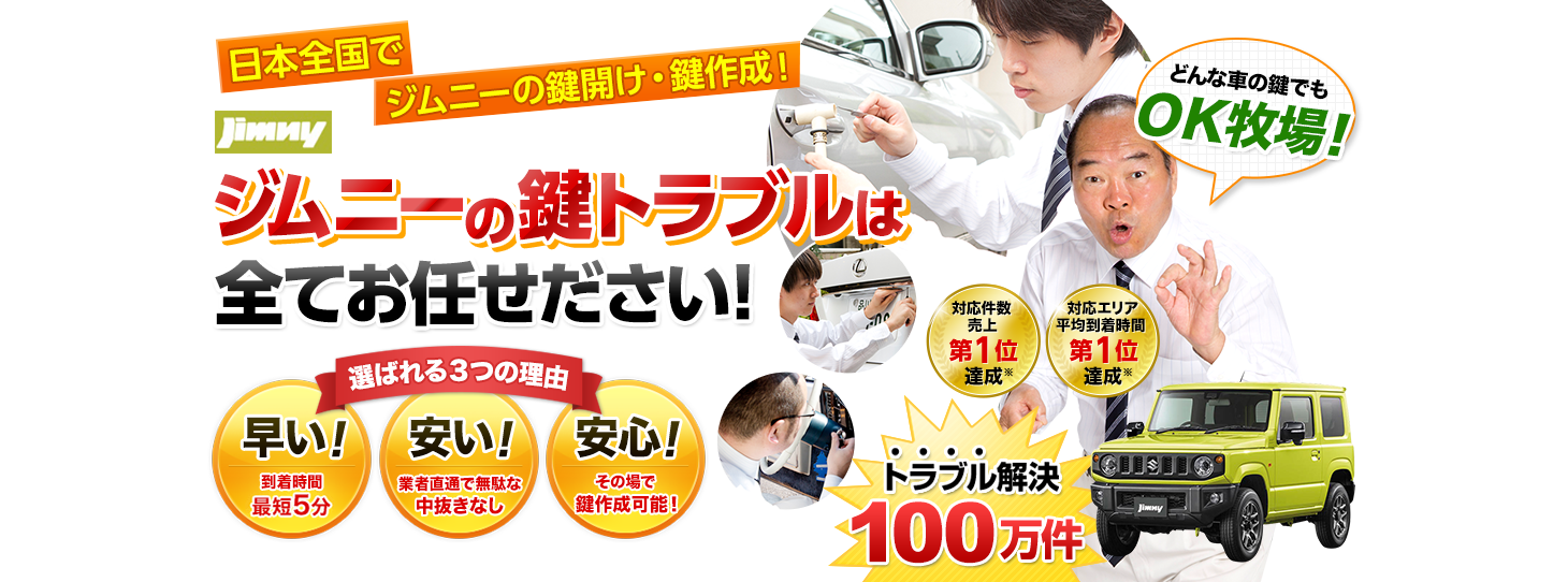 ジムニー　鍵トラブルはすべてお任せください！