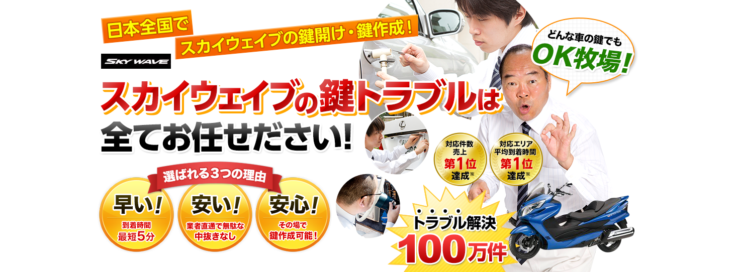 スカイウェイブ　鍵トラブルはすべてお任せください！