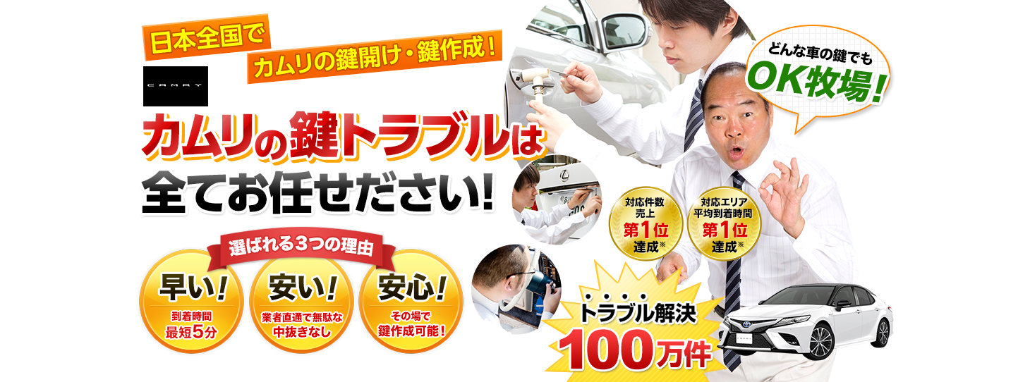 カムリ　鍵トラブルはすべてお任せください！