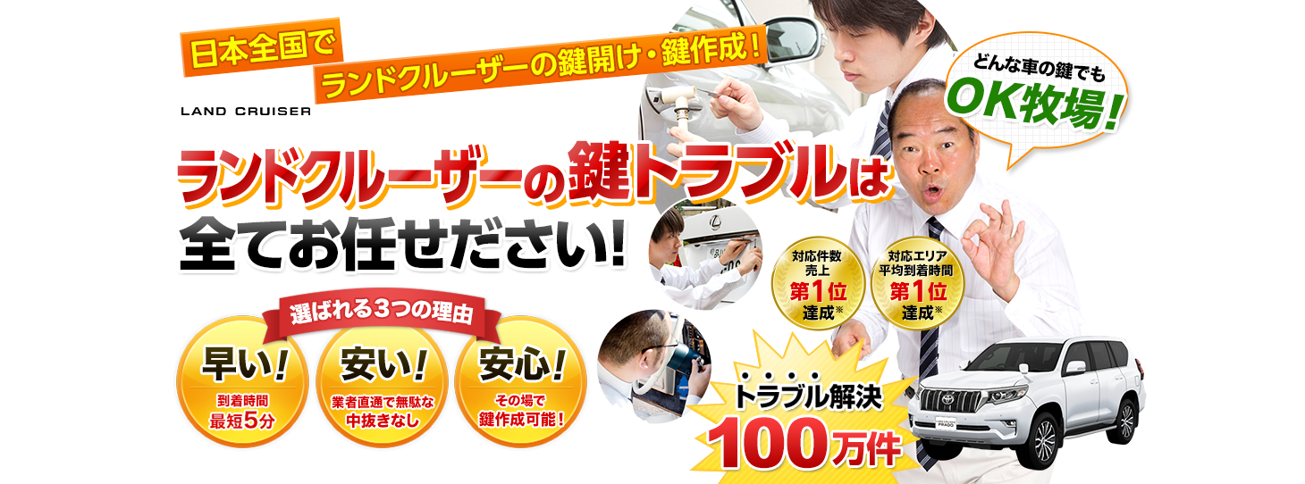 ランドクルーザー　鍵トラブルはすべてお任せください！