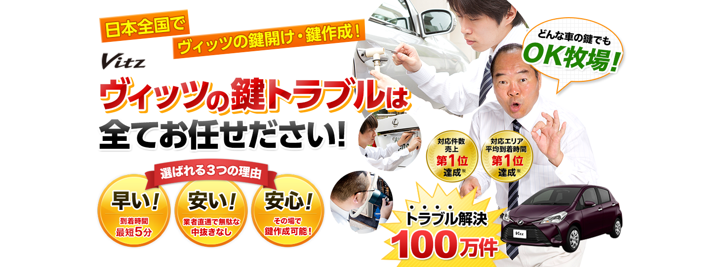 ヴィッツ　鍵トラブルはすべてお任せください！