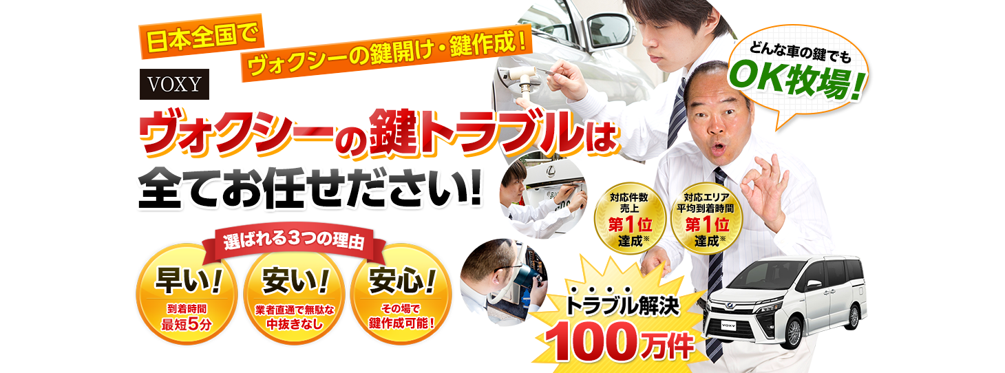 ヴォクシー　鍵トラブルはすべてお任せください！