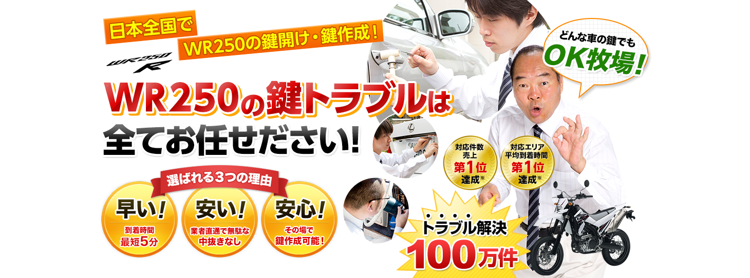 WR250　鍵トラブルはすべてお任せください！