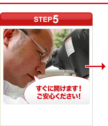 ［STEP5］「すぐに開けます！ご安心下さい！」