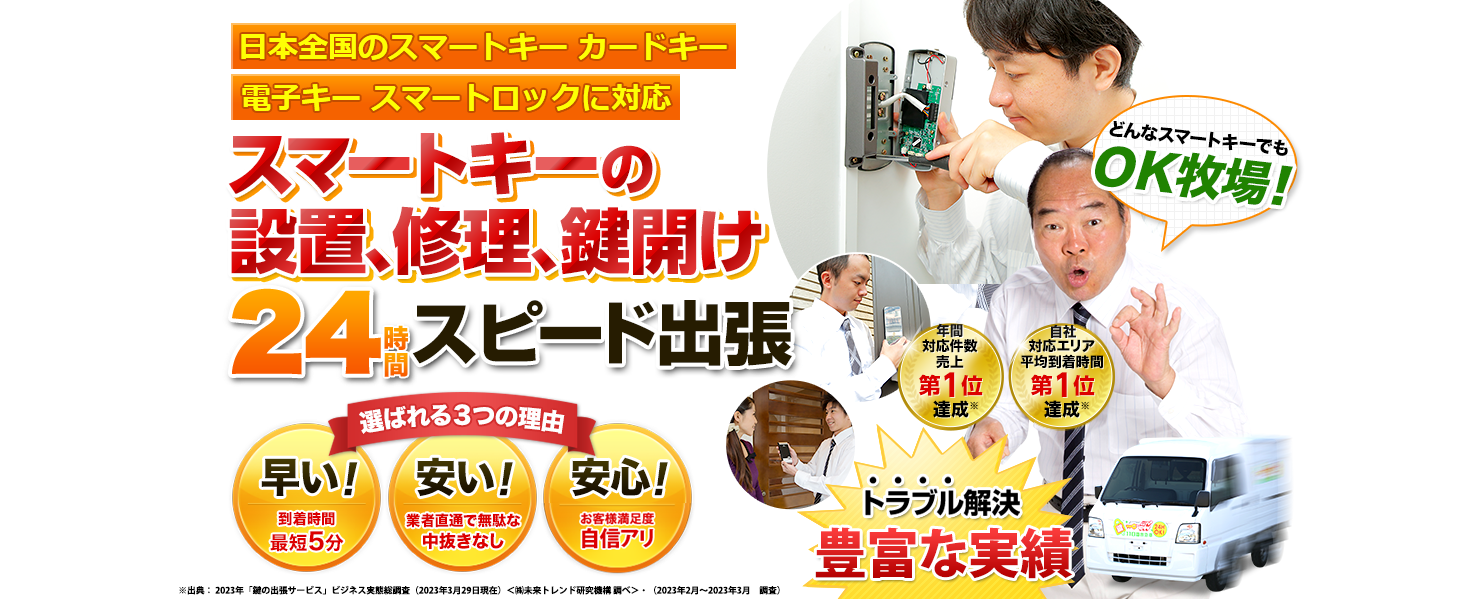 日本全国のスマートキーカードキー　電子キー　スマートロックに対応