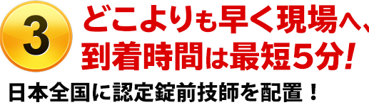 （3）どこよりも早く現場へ、到着時間は最短5分！