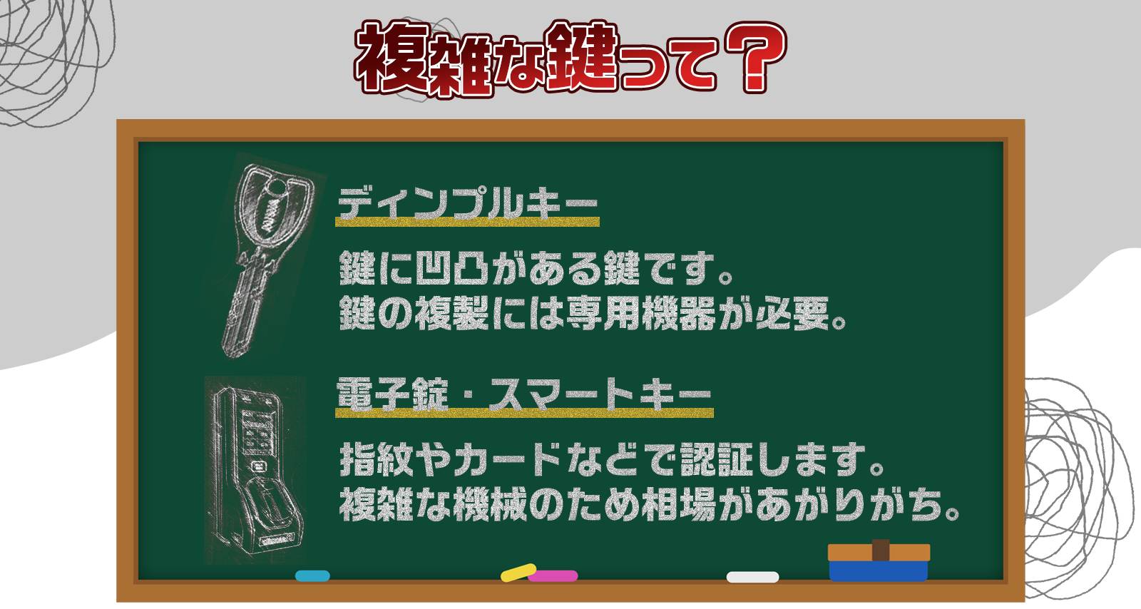 複雑な鍵はディンプルキーや電子錠