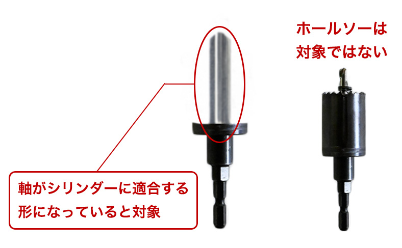 ホールソーのシリンダー用の軸