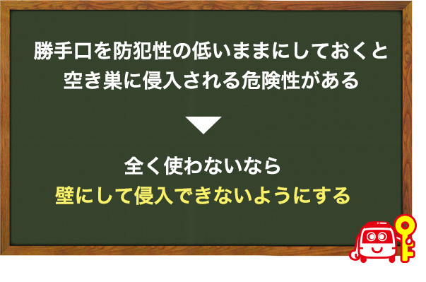 使わない勝手口は塞ぐという手もある