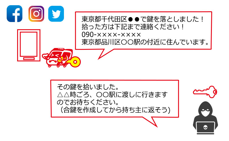 SNSで「鍵を探しています」は危険
