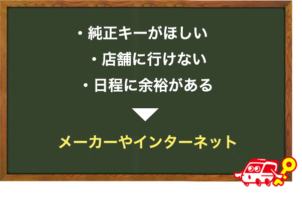 純正キーが欲しいならメーカーやインターネット