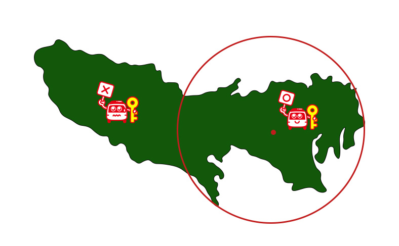 出張範囲を確認する