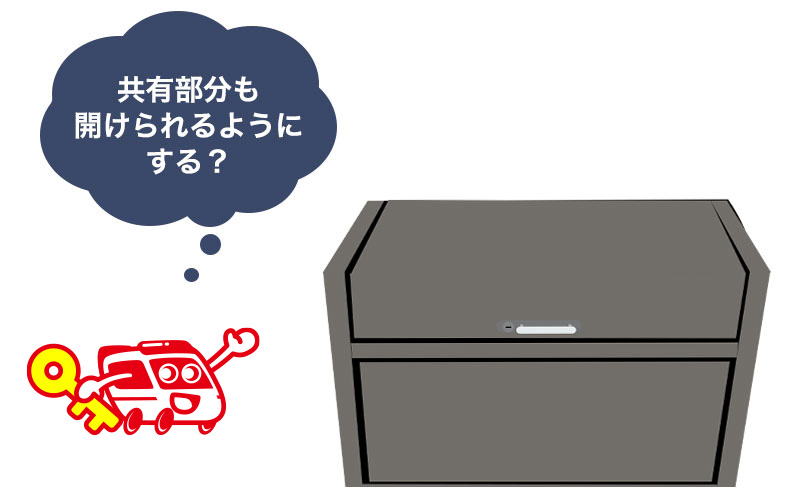 共有部分も開けられるようにするか