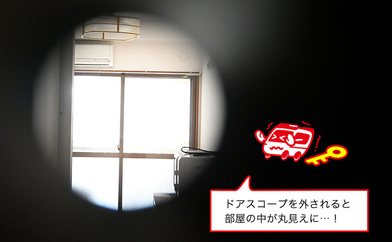 ドアスコープを外されて覗かれる