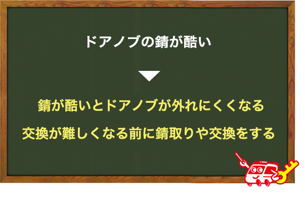 ドアノブの錆が酷い