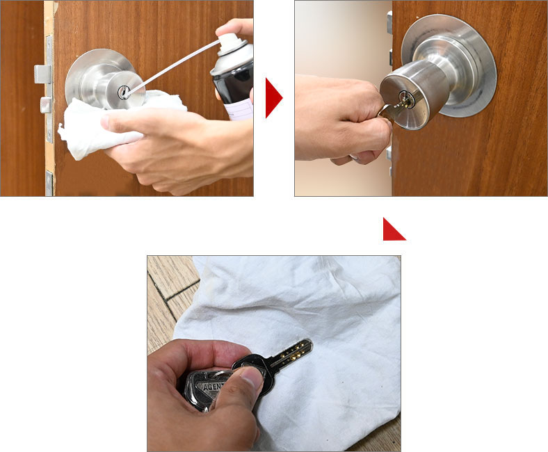 パーツクリーナーを鍵穴に注入