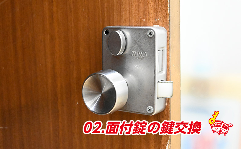 美和ロック/miwaの面付型の鍵交換、シリンダー交換方法